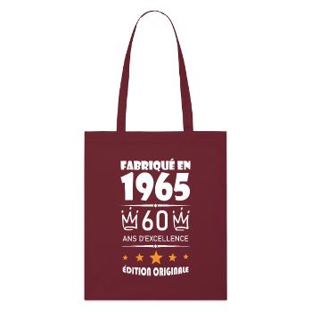 Hergestellt 1965 Geboren 1965 60-jähriges Jubiläum - Stanley/Stella Bio-Stoffbeutel - Burgunderrot - Vorne