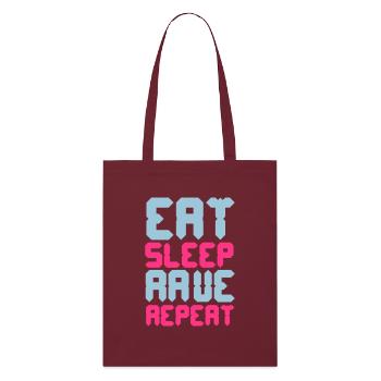 Eat Sleep Rave Repeat - Stanley/Stella Bio-Stoffbeutel - Burgunderrot - Vorne