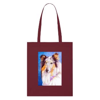 Collie BlueMerle autocollant - Tote bag bio Stanley/Stella - bordeaux - Devant