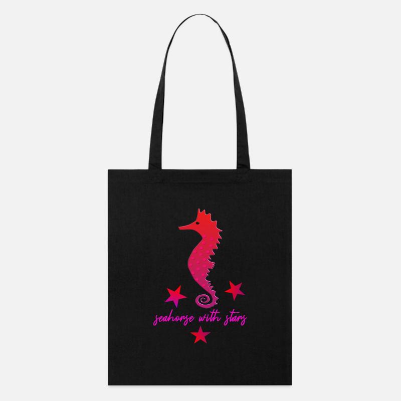 rotes Seepferdchen mit Sternchen pink - Stanley/Stella Bio-Stoffbeutel - Schwarz