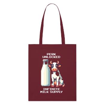 Avantage : Lait infini | Vache & Mama Humour - Tote bag bio Stanley/Stella - bordeaux - Devant