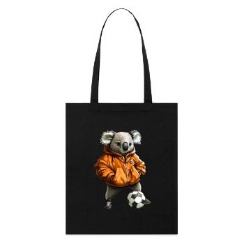 Koalas Fussball / Fussballer Koala - Stanley/Stella Bio-Stoffbeutel - Schwarz - Vorne