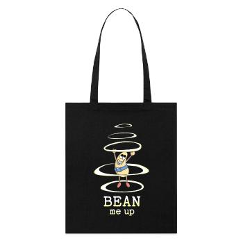 Bean Me-Up Weltraum - Bohne  - Stanley/Stella Bio-Stoffbeutel - Schwarz - Vorne