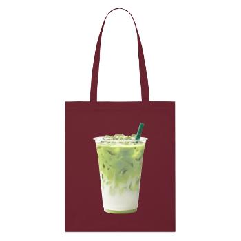Kühlgrüne Matcha Milch-Latte - Stanley/Stella Bio-Stoffbeutel - Burgunderrot - Vorne