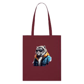 Streetstyle Schneeleopard | Leoparden-Liebhaber - Stanley/Stella Bio-Stoffbeutel - Burgunderrot - Vorne