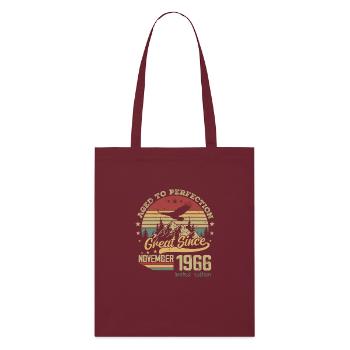 58 years old Aged to Perfection born: November 1966 - Stanley/Stella Organic Tote Bag - burgundy - Front