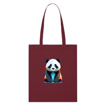 Panda Vektor Kunst mit lebendiger Farbillustration - Stanley/Stella Bio-Stoffbeutel - Burgunderrot - Vorne