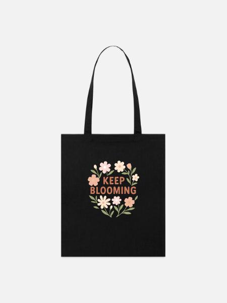 Keep Blooming - Stanley/Stella Bio-Stoffbeutel - Schwarz