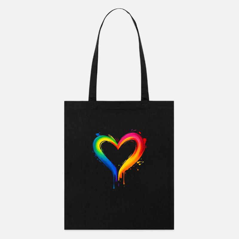 Regenbogenherz der Liebe und Unterstützung - Stanley/Stella Bio-Stoffbeutel - Schwarz