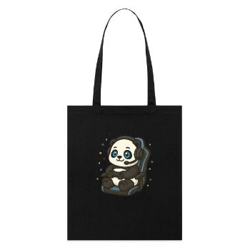Conception de jeu – Panda avec manette - Tote bag bio Stanley/Stella - noir - Devant