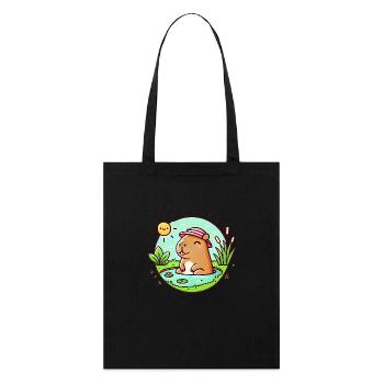 Chill Capybara in the Sun Illustration - Stanley/Stella Organic Tote Bag - black - Front