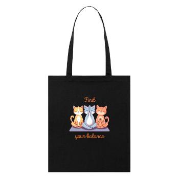 Trouvez votre équilibre « Yoga Cats » - Tote bag bio Stanley/Stella - noir - Devant