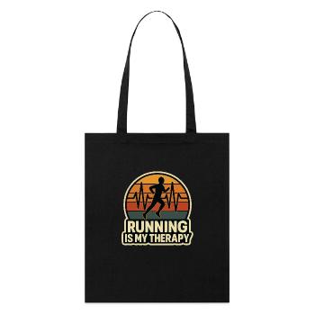 Running is my therapy Running Sport - Stanley/Stella Organic Tote Bag - black - Front