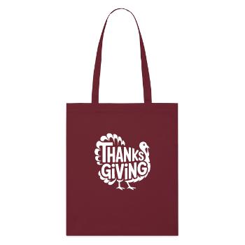 Dinde de Thanksgiving - Logo de bande dessinée vintage cool - Tote bag bio Stanley/Stella - bordeaux - Devant