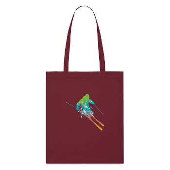 skiing male - Stanley/Stella Organic Tote Bag - burgundy - Front
