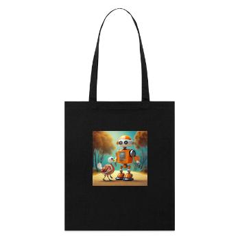 mignon petit robot se promène avec sa dinde extraterrestre - Tote bag bio Stanley/Stella - noir - Devant