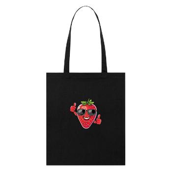 Erdbeere Sonnebrille Sommer Frucht - Stanley/Stella Bio-Stoffbeutel - Schwarz - Vorne