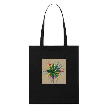 Feuille de chanvre colorée - Tote bag bio Stanley/Stella - noir - Devant