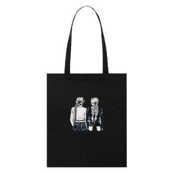 line art of backside view of 2 adult girl - Stanley/Stella Organic Tote Bag - black - Front