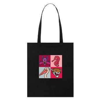 Pop Art Hippocampe Pélican Chauve-souris Léopard - Tote bag bio Stanley/Stella - noir - Devant