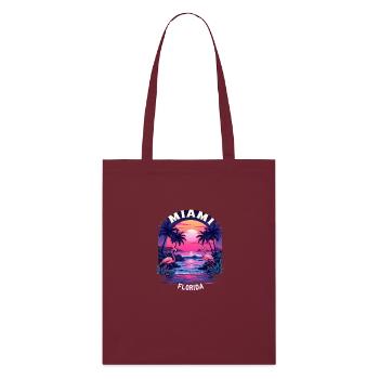Miami Florida Sunset Flamingo Beach Vibes - Stanley/Stella Organic Tote Bag - burgundy - Front