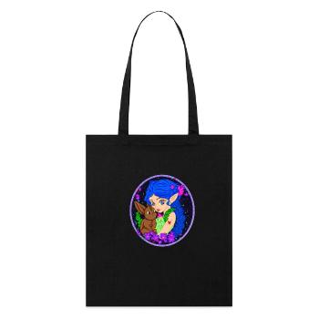 Elf with Rabbit - Stanley/Stella Organic Tote Bag - black - Front