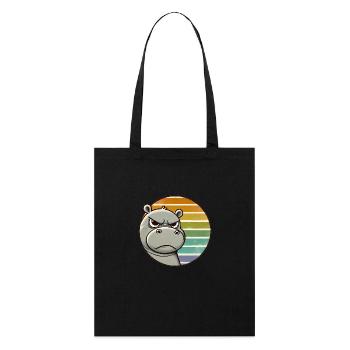 Mürrisches Nilpferd Retro Regenbogen Design - Stanley/Stella Bio-Stoffbeutel - Schwarz - Vorne