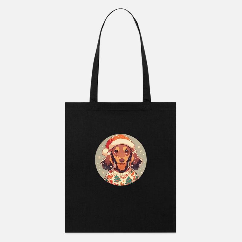 Motif de Noël avec un teckel - Tote bag bio Stanley/Stella - noir