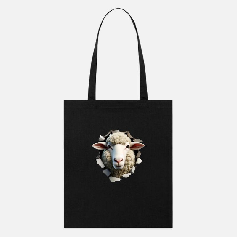 Sheep Head in Hole 1 - Stanley/Stella Organic Tote Bag - black