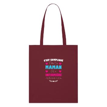 Mom and Nurse - Stanley/Stella Organic Tote Bag - burgundy - Front