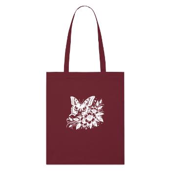 Artful tattoo nature design flowers and wings - Stanley/Stella Organic Tote Bag - burgundy - Front