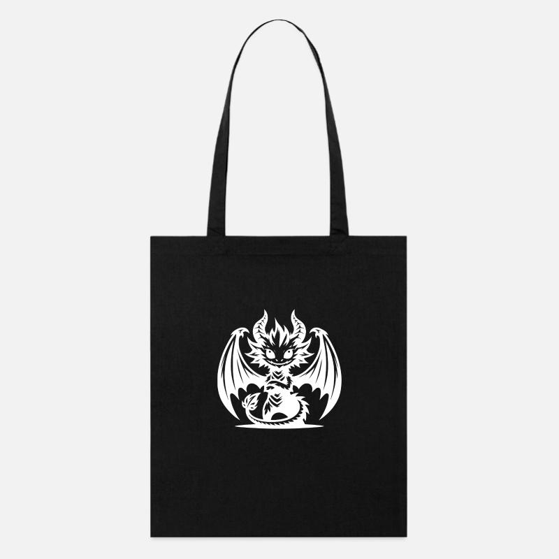 Dragon pour enfants avec des ailes Cornes sauvages Visage - Tote bag bio Stanley/Stella - noir