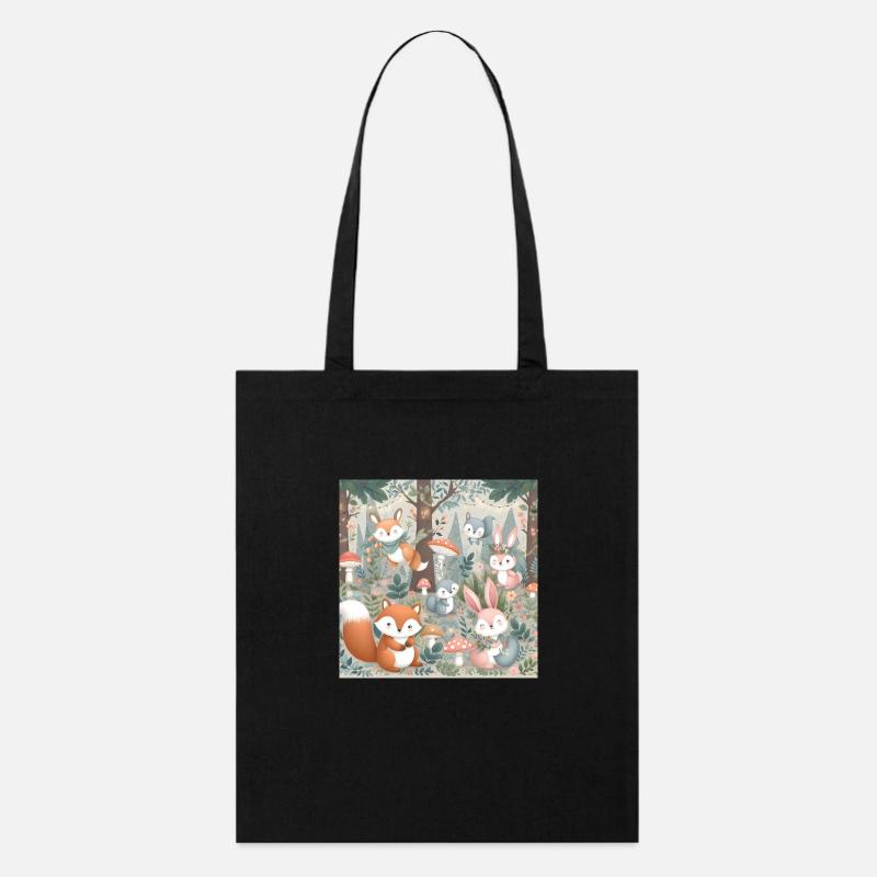 Skurrile Waldfreunde: Ein magisches Treffen - Stanley/Stella Bio-Stoffbeutel - Schwarz