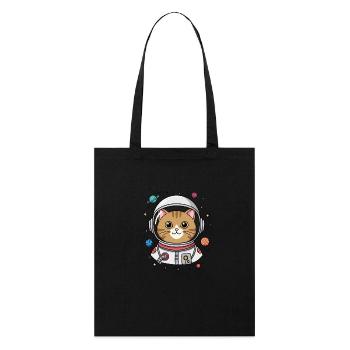 Chat astronaute - Tote bag bio Stanley/Stella - noir - Devant