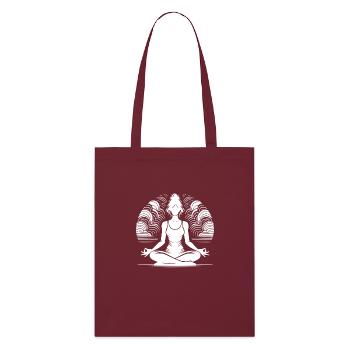 Meditative Silhouette Yoga und Spiritualität - Stanley/Stella Bio-Stoffbeutel - Burgunderrot - Vorne