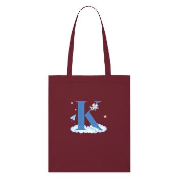 Lettre k bleu nuages avion enfant - Tote bag bio Stanley/Stella - bordeaux - Devant