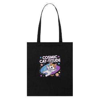 Cosmic Cat-titude – Intergalaktische Katzenpower - Stanley/Stella Bio-Stoffbeutel - Schwarz - Vorne