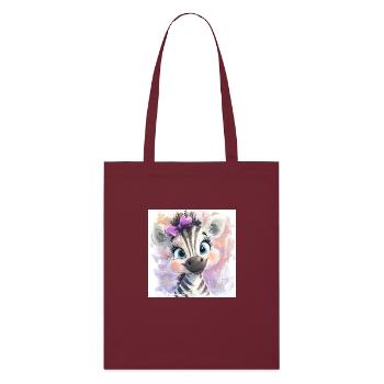 Zebra Motiv für Mädchen – Süßes Design für Kinder - Stanley/Stella Bio-Stoffbeutel - Burgunderrot - Vorne