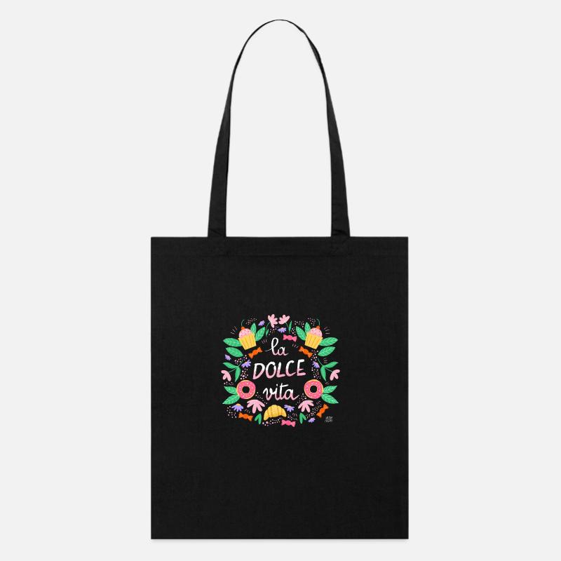 Lettrage à la main La Dolce Vita - Tote bag bio Stanley/Stella - noir