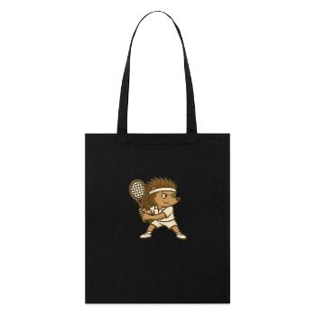Tennis love – hedgehog plays tennis - Stanley/Stella Organic Tote Bag - black - Front