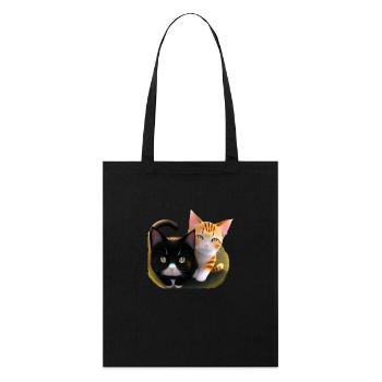 Zwei süße Katzen - Stanley/Stella Bio-Stoffbeutel - Schwarz - Vorne