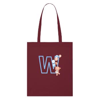 Letter w Blue Bear - Stanley/Stella Organic Tote Bag - burgundy - Front