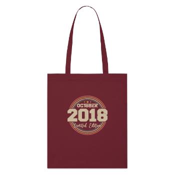 Né en octobre 2018 Retro Anniversaire Octobre 2018 - Tote bag bio Stanley/Stella - bordeaux - Devant