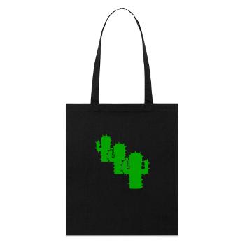 Drei Kakteen 3 Kaktus Wüste Cool Grüne Silhouette - Stanley/Stella Bio-Stoffbeutel - Schwarz - Vorne
