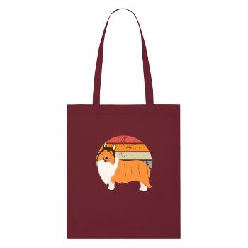 Border collie Retro sunset - Tote bag bio Stanley/Stella - bordeaux - Devant