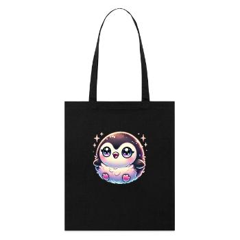 Super Cute Kawaii Baby Penguin - Stanley/Stella Bio-Stoffbeutel - Schwarz - Vorne