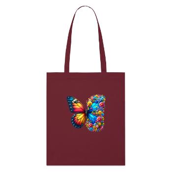 Bunter Schmetterling, von der Natur inspirierte Sommerstimmungen - Stanley/Stella Bio-Stoffbeutel - Burgunderrot - Vorne