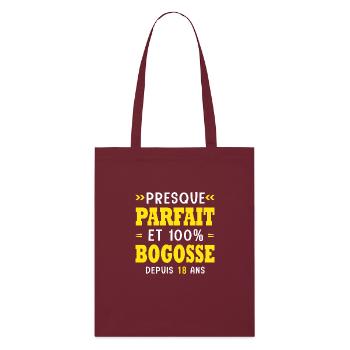 18 ans Parfait bogosse 18e anniversaire majorité - Tote bag bio Stanley/Stella - bordeaux - Devant