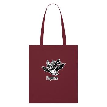 Fliegende Fledermaus mit Brille und Schal - Explore Design - Stanley/Stella Bio-Stoffbeutel - Burgunderrot - Vorne