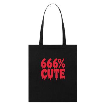 666% Cute! Satanistisches Goth Girl Design - Stanley/Stella Bio-Stoffbeutel - Schwarz - Vorne